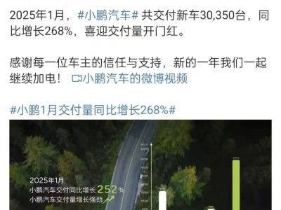 2025年首月造车新势力销量战报：小鹏夺冠，多家车企定新目标