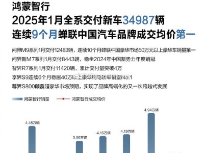 鸿蒙智行新年首月大捷，全系新车销量突破3.4万辆稳居高端市场