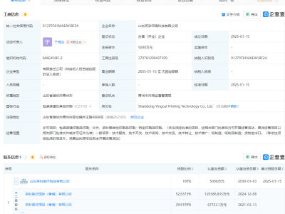 英科医疗成立印刷科技公司，注册资本5000万