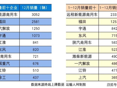 2024年新能源轻卡销量火爆，全年连增累计近10万辆