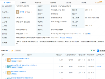 宣城市市区一体化产业基金公司成立，注册资本20亿