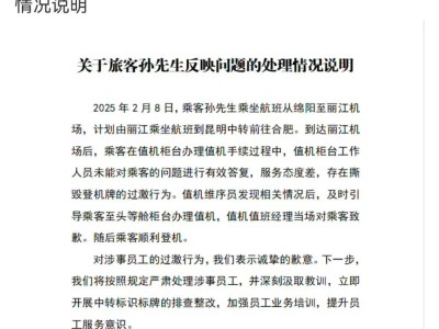 丽江机场员工撕乘客登机牌，机场深夜致歉并承诺整改