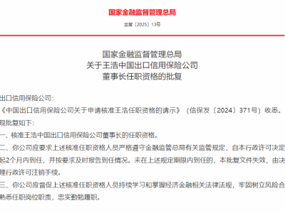 王浩正式就任中国信保董事长，助力外贸发展再上新台阶