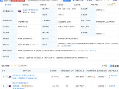 中国信达携手伙伴芜湖新设股权投资企业，出资额达4050万元