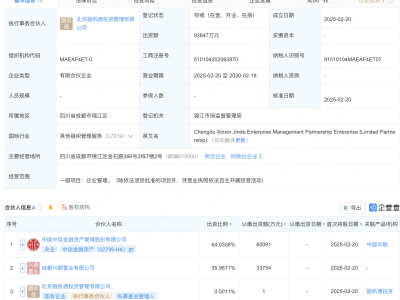 中信金融资产携手共注资，成都新企管合伙企业成立，出资额高达9.38亿