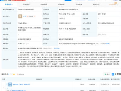 永臻股份布局生态农业，新公司芜湖永臻生态农业科技有限公司成立