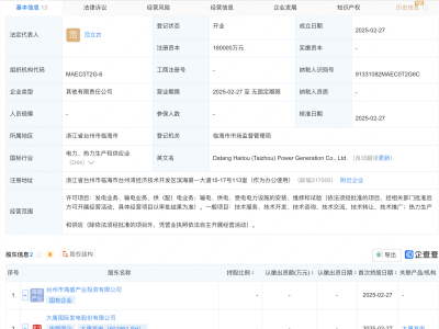 大唐发电携手组建台州新公司，注册资本高达18亿！