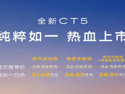 新款凯迪拉克CT5上市，限时一口价仅21.59万起，豪华中型轿车新选择！