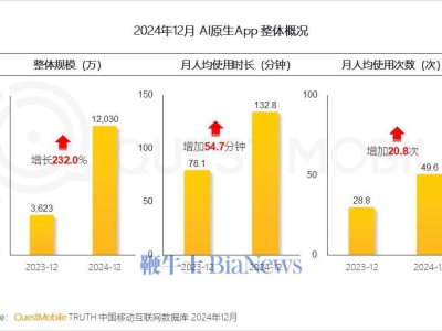 2024全网月活用户破12亿，AI应用成黑马领跑增速！