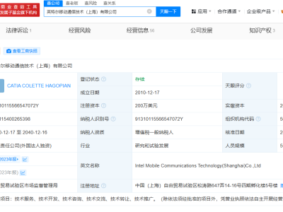 英特尔上海移动通信公司法人代表换新颜