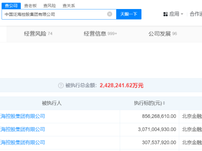 泛海控股集团及卢志强等被执行42.3亿