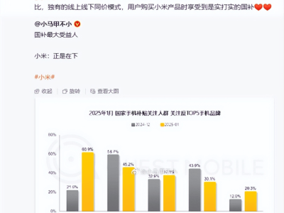 国补政策下手机销量激增，小米领跑华为苹果紧随其后